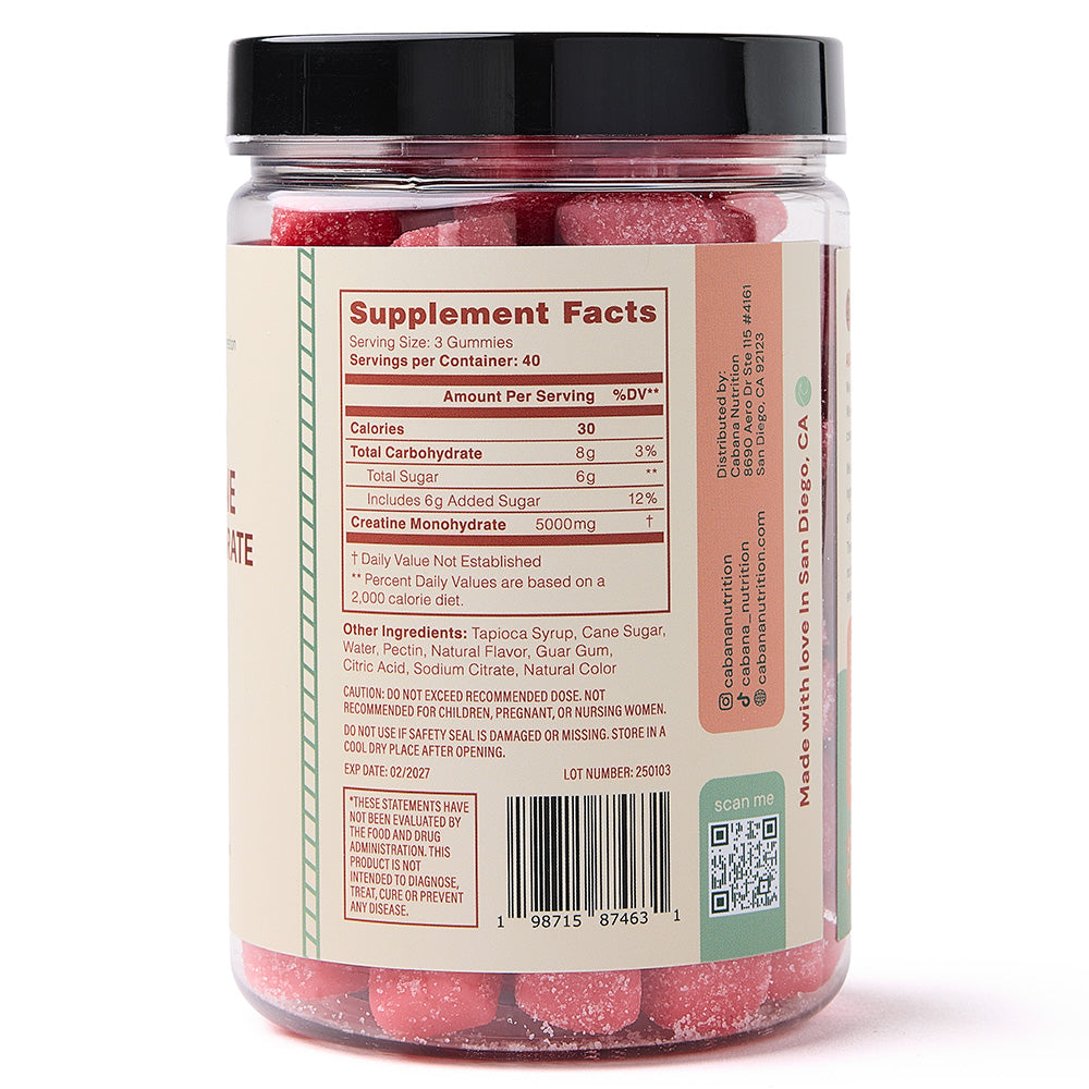 Creatine Monohydrate Gummies - Sour Watermelon (40 servings, 5g creatine/serving)